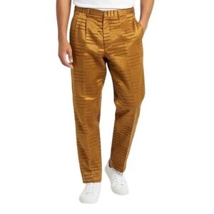 VTG‎ TRUST Pants W36xL32 Brown Cuffed Pleated Abstract Pattern High Rise Retro